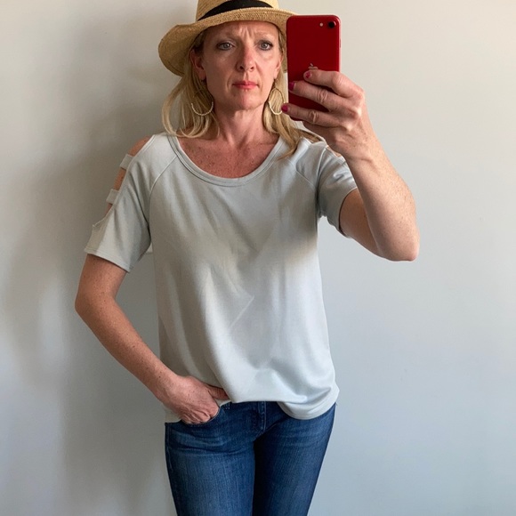 Seafoam Color, Cold Shoulder Top - Picture 2 of 6